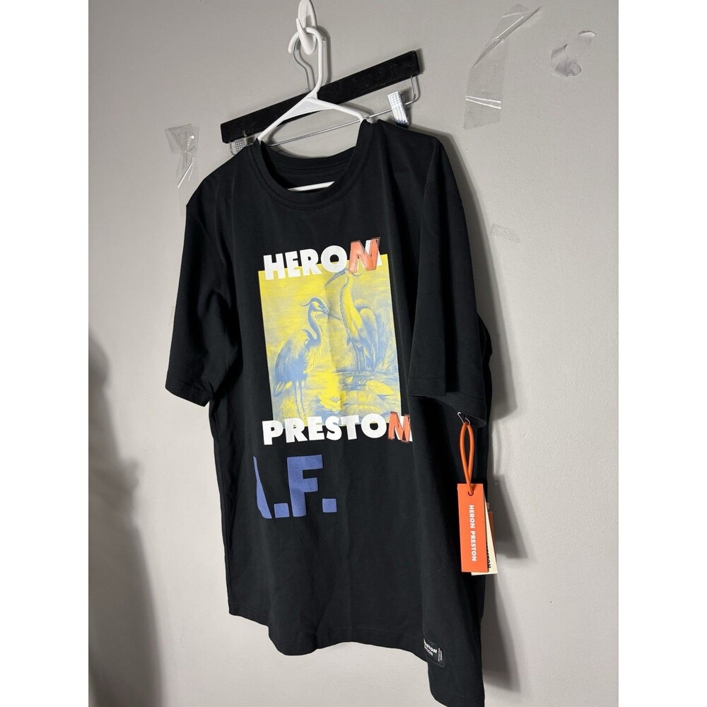 Heron Preston Men's A.F. Authorized Graphic Crewneck Tee Black, L